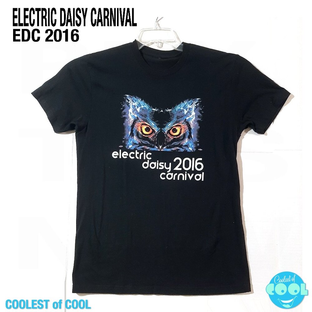 EDC 2016 Owl T Shirt Mens Size medium Black Electric Daisy Carnival Las Vegas